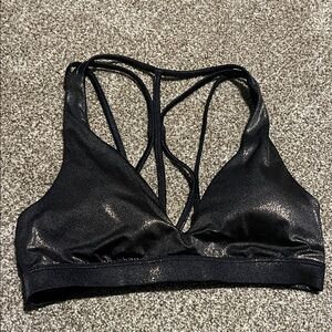 Victoria's Secret PINK Shimmering Black Strappy Sports Bra